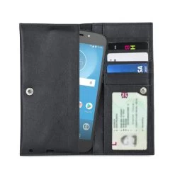 Olixar Primo Motorola E5 Cruise Genuine Leather Wallet Case - Black