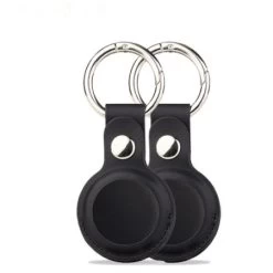Olixar Genuine Leather 2 Pack Apple AirTags Keyring Case With Solid Back