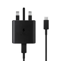 Official Samsung Black 45W Fast Charger And USB-C To USB-C Charge And Sync Cable
