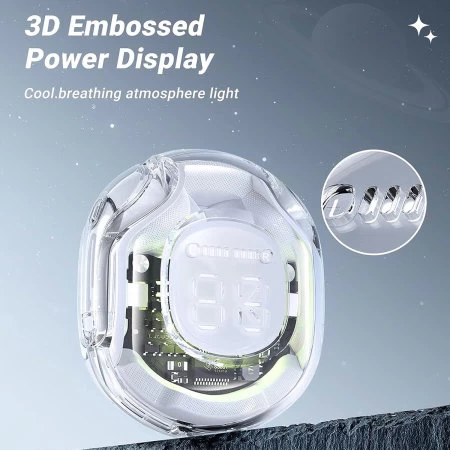 Acefast TWS Wireless Clear Bluetooth Earphones With Digital Display - Image 2