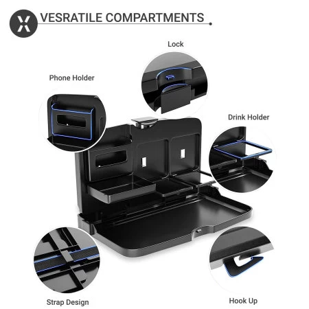 Olixar Headrest Mounted Multifunctional Food & Drink Storage Tray For Cars - Image 2