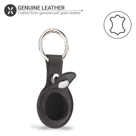 Olixar Genuine Leather 4 Pack Apple AirTags Keyring Case With Solid Back - Image 2