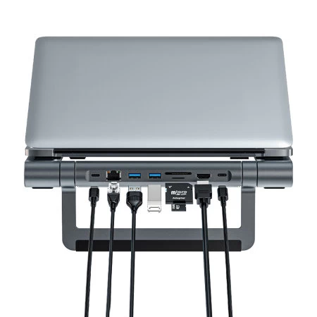Acefast Grey Multifunctional Laptop Stand With Removable 8 In 1 USB-C Hub - Image 3