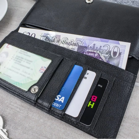 Olixar Primo Genuine Leather Oppo A3s Pouch Wallet Case - Black - Image 3