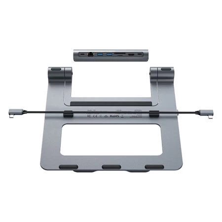 Acefast Grey Multifunctional Laptop Stand With Removable 8 In 1 USB-C Hub - Image 4