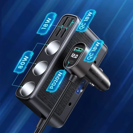 Joyroom 9 In 1 154W Car Charger With Power Delivery And 1m Cable - Black - Image 5