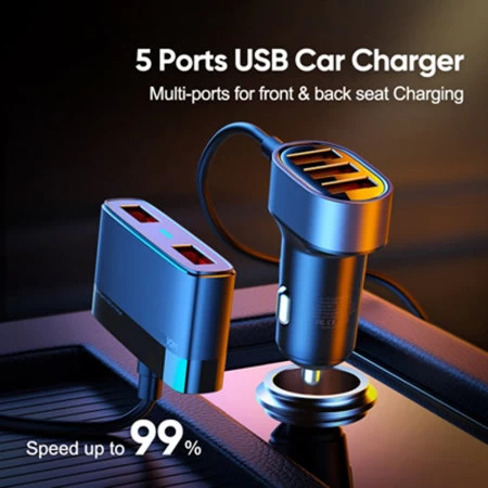 Joyroom 6.2A Smart Car Charger With 5 USB Ports - Black - Image 6